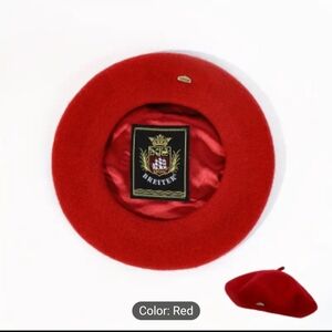 Red Wool Beret with Satin Lining